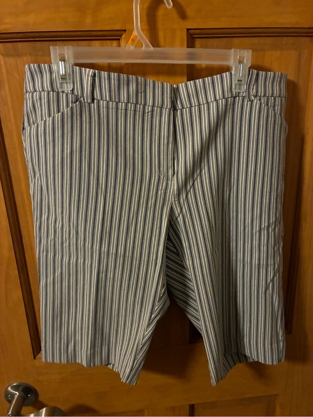 New York & Co. Blue and White Striped Bermuda Shorts